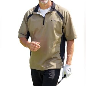 Sun Mountain Large‎ Monsoon SS 1/2 Zip Water Windproof Golf Pullover Brown/Black